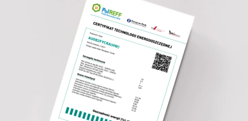 Certyfikaty POLREFF dla pomp ciepła SUPER AQUA